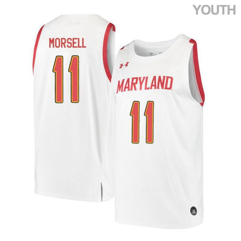 Youth Under Armour 11 Darryl Morsell White Retro Maryland Terrapins Basketball Stitched Jersey