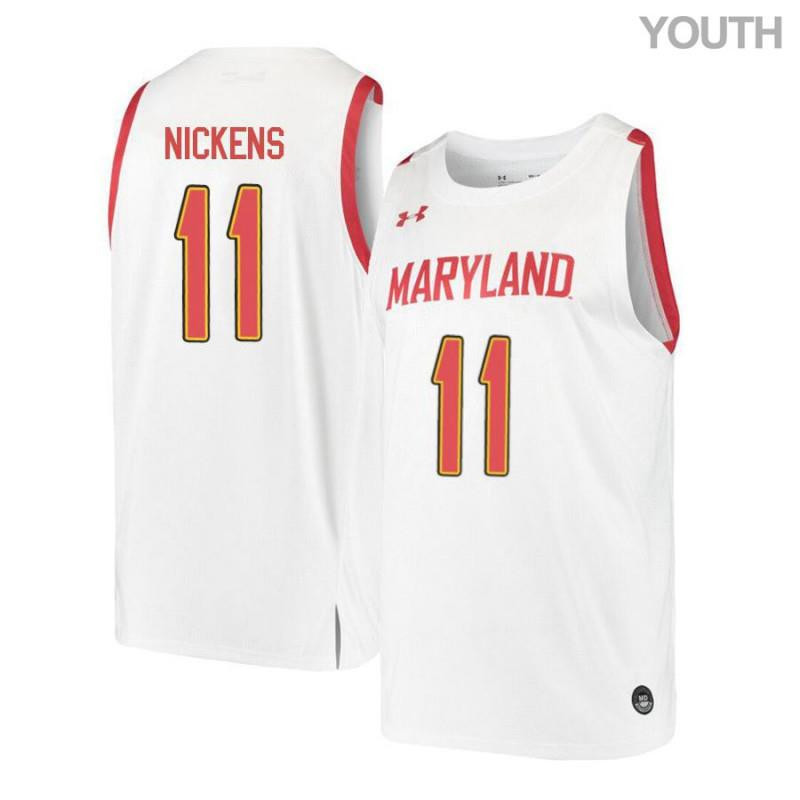 Youth Under Armour 11 Jared Nickens White Retro Maryland Terrapins Basketball Stitched Jersey