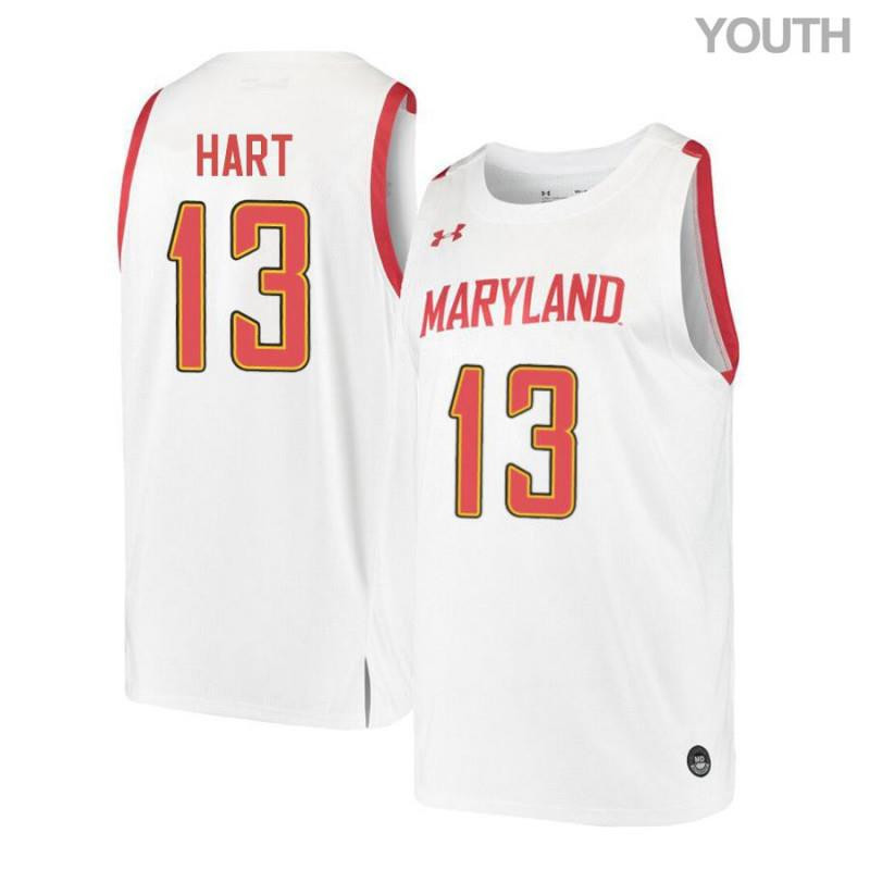 Youth Under Armour 13 Hakim Hart White Retro Maryland Terrapins Basketball Stitched Jersey