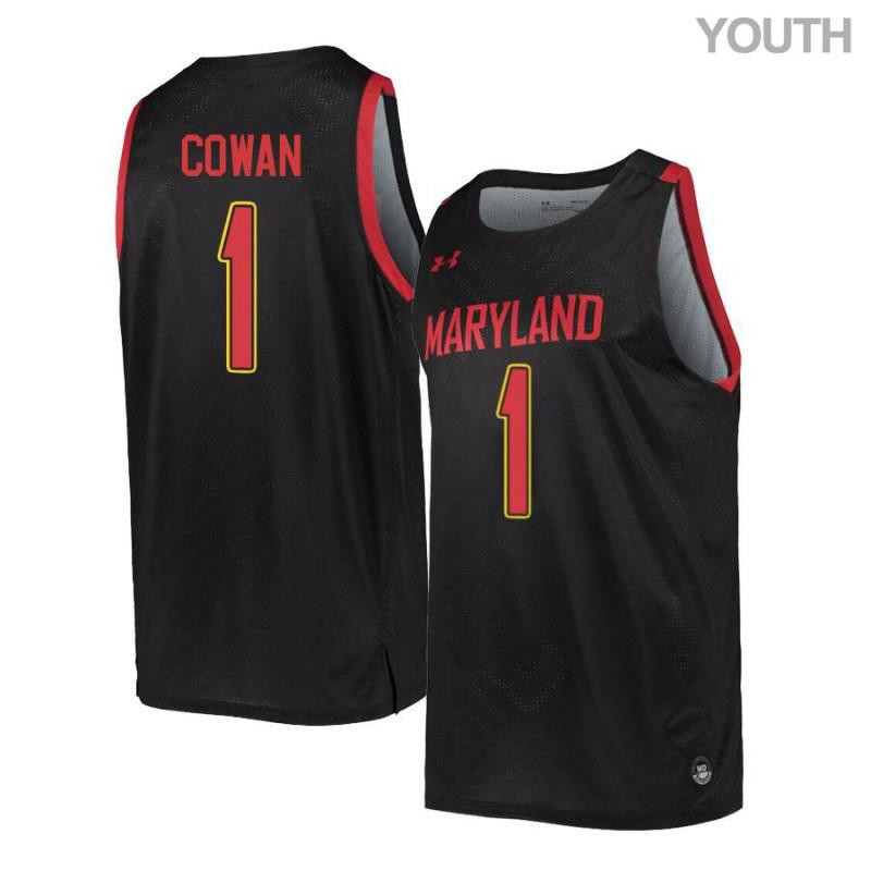 Youth Under Armour 1 Anthony Cowan Black Retro Maryland Terrapins Basketball Stitched Jersey