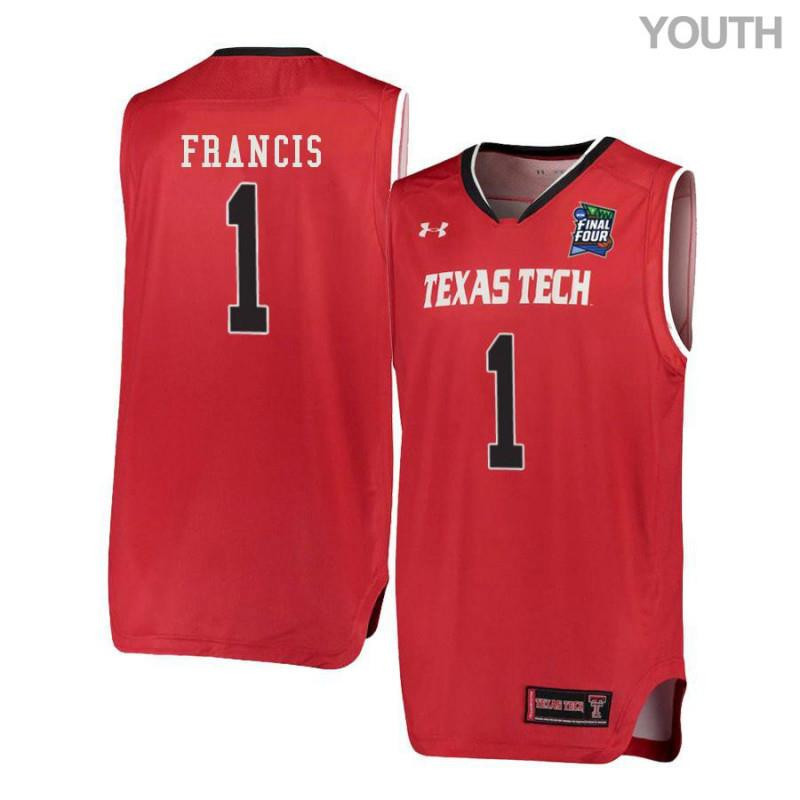 Youth Under Armour 1 Brandone Francis Red Texas Tech Red Raiders Basketball Stitched Jersey