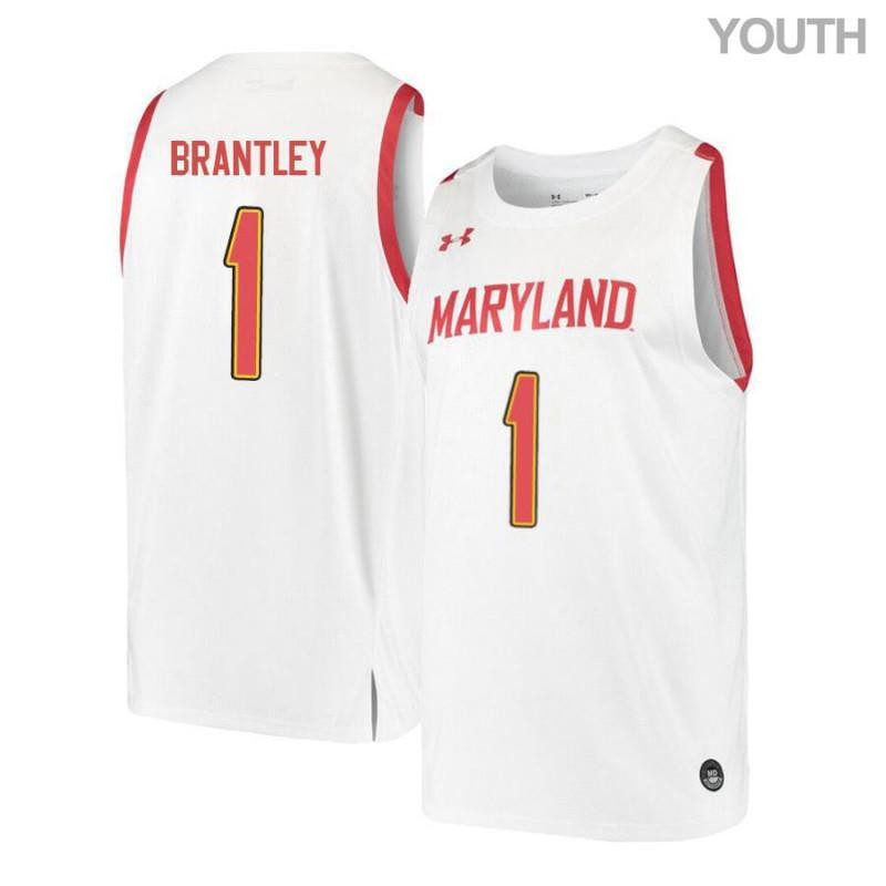 Youth Under Armour 1 Jaylen Brantley White Retro Maryland Terrapins Basketball Stitched Jersey