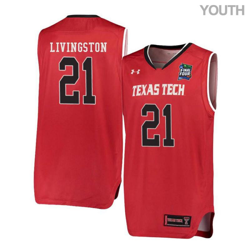 Youth Under Armour 21 Anthony Livingston Red Texas Tech Red Raiders Basketball Stitched Jersey