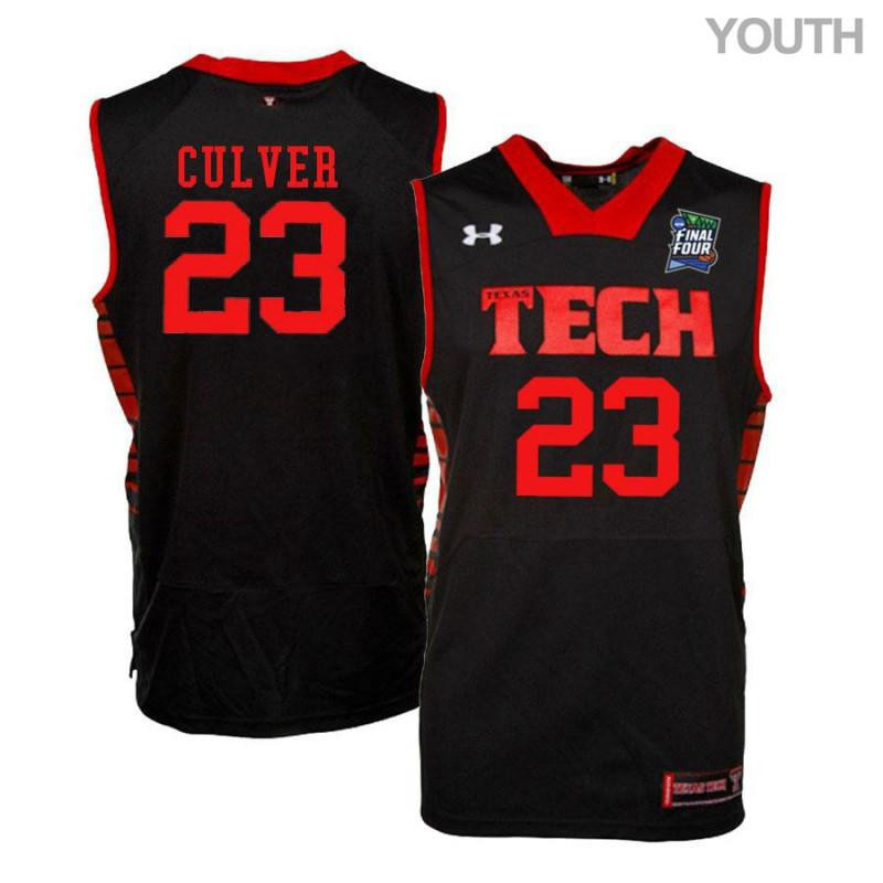 Youth Under Armour 23 Jarrett Culver Black Texas Tech Red Raiders Basketball Stitched Jersey