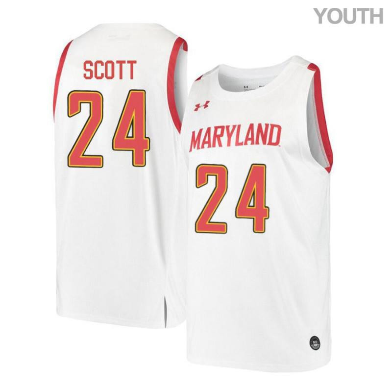 Youth Under Armour 24 Donta Scott White Retro Maryland Terrapins Basketball Stitched Jersey
