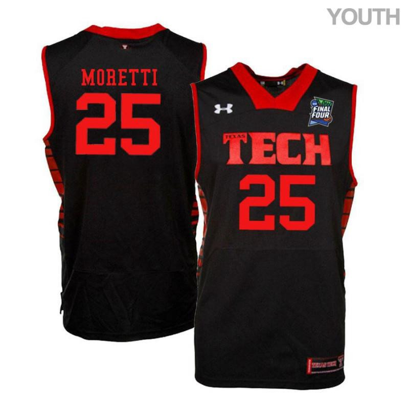 Youth Under Armour 25 Davide Moretti Black Texas Tech Red Raiders Basketball Stitched Jersey