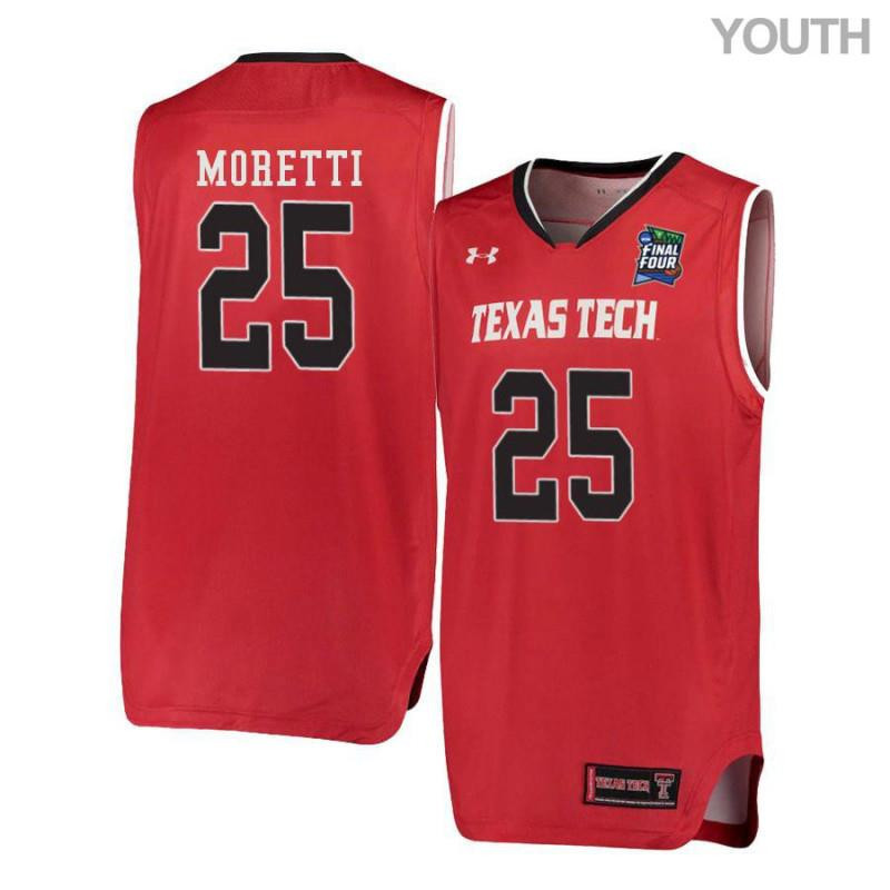 Youth Under Armour 25 Davide Moretti Red Texas Tech Red Raiders Basketball Stitched Jersey