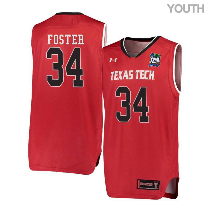 Youth Under Armour 34 Alex Foster Red Texas Tech Red Raiders Basketball Stitched Jersey