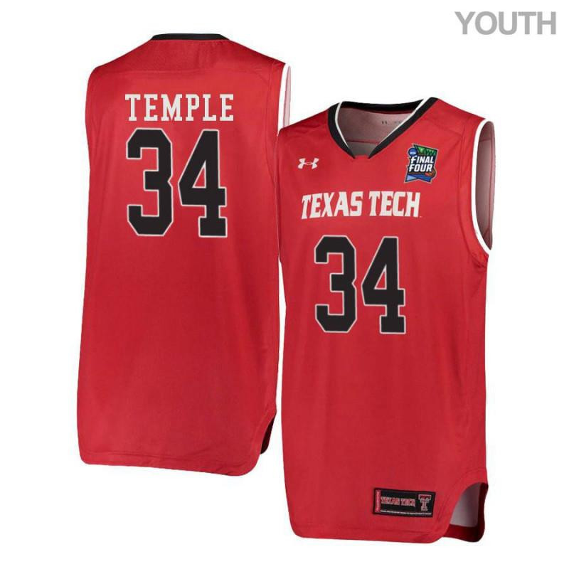 Youth Under Armour 34 Matthew Temple Red Texas Tech Red Raiders Basketball Stitched Jersey