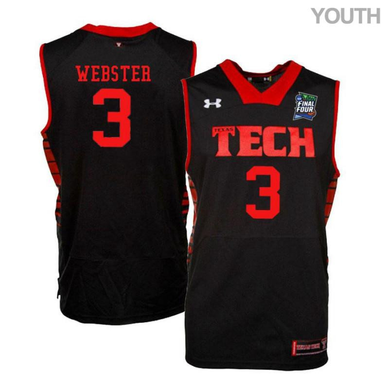 Youth Under Armour 3 Josh Webster Black Texas Tech Red Raiders Basketball Stitched Jersey