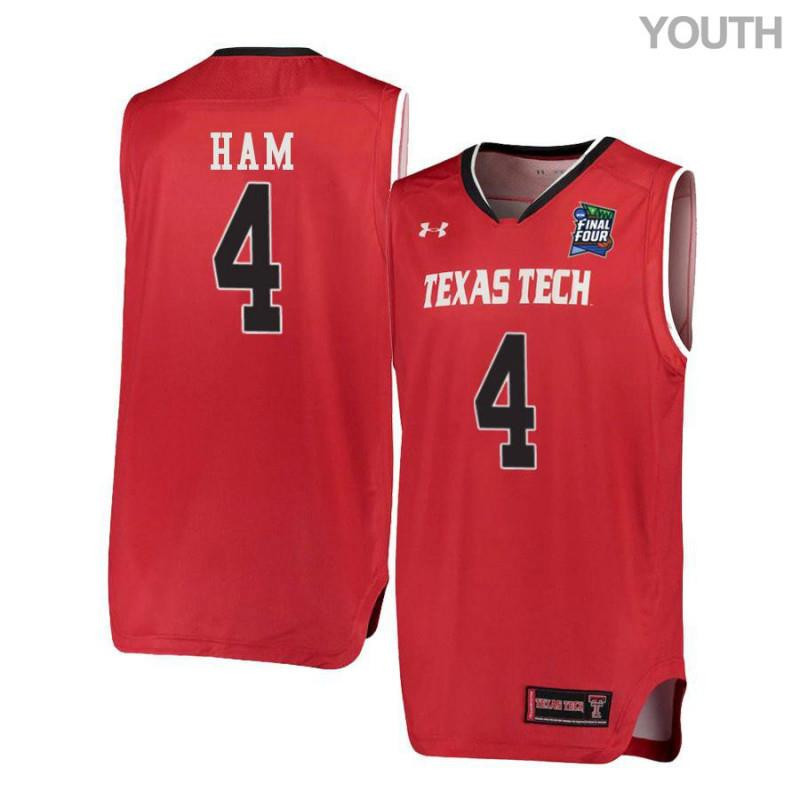 Youth Under Armour 4 Donovan Ham Red Texas Tech Red Raiders Basketball Stitched Jersey