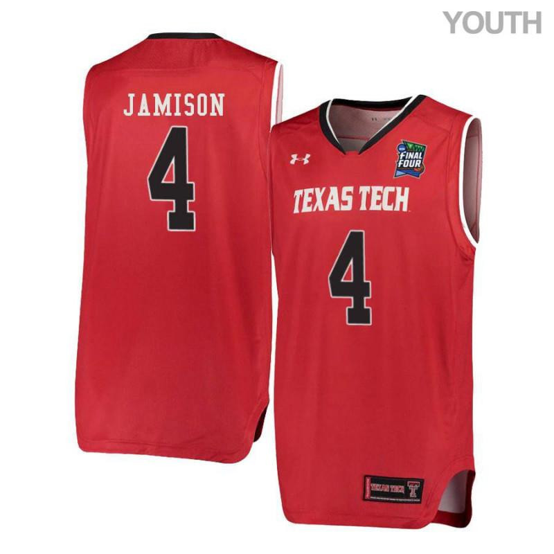 Youth Under Armour 4 Justin Jamison Red Texas Tech Red Raiders Basketball Stitched Jersey