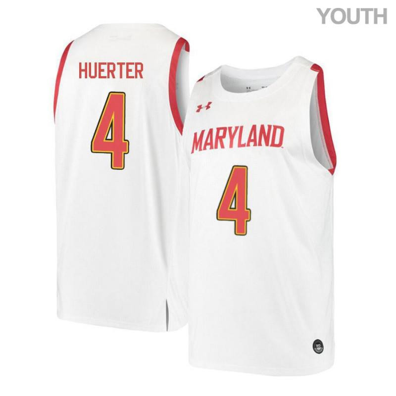 Youth Under Armour 4 Kevin Huerter White Retro Maryland Terrapins Basketball Stitched Jersey