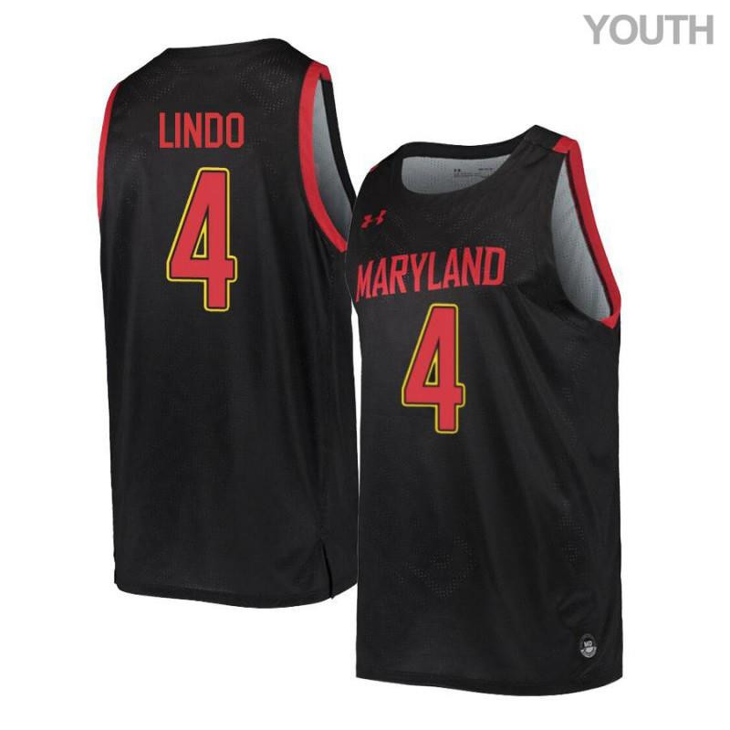 Youth Under Armour 4 Ricky Lindo Black Retro Maryland Terrapins Basketball Stitched Jersey