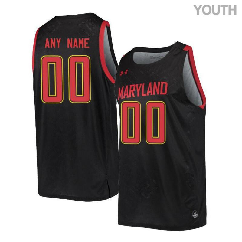 Youth Under Armour Black Retro Maryland Terrapins Custom Basketball Stitched Jersey Youth Under Armour Black Retro Maryland Terrapins Custom Basketball Stitched Jersey