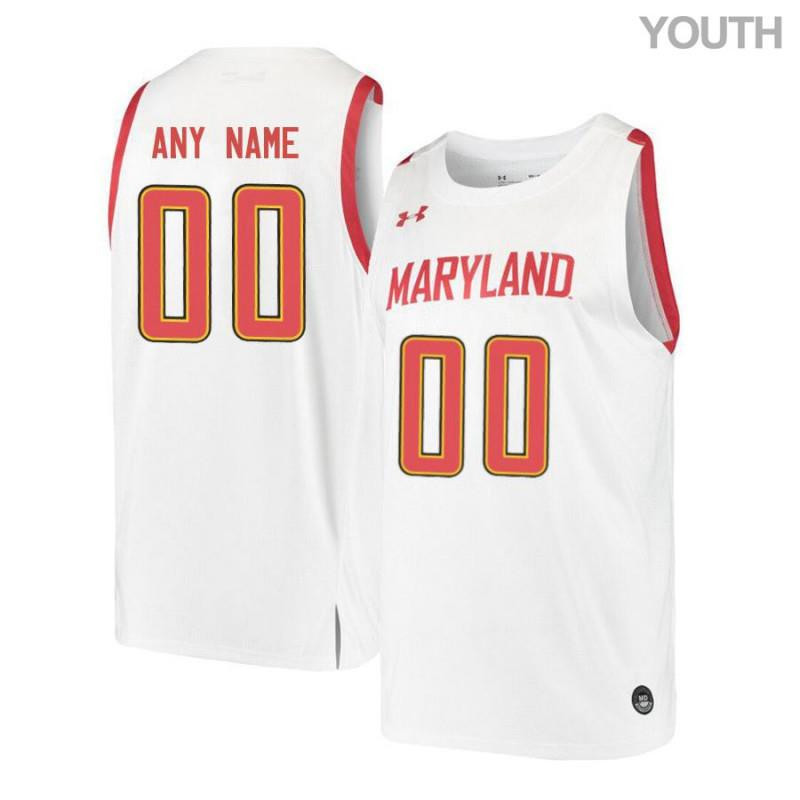 Youth Under Armour White Retro Maryland Terrapins Custom Basketball Stitched Jersey Youth Under Armour White Retro Maryland Terrapins Custom Basketball Stitched Jersey