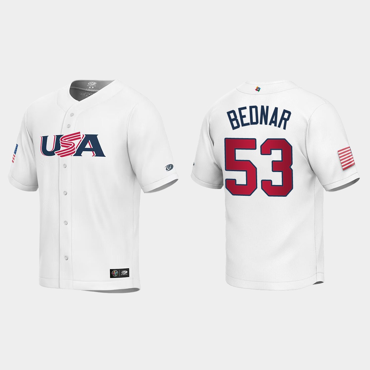 Youth USA David Bednar White 2023 World Classic Jersey