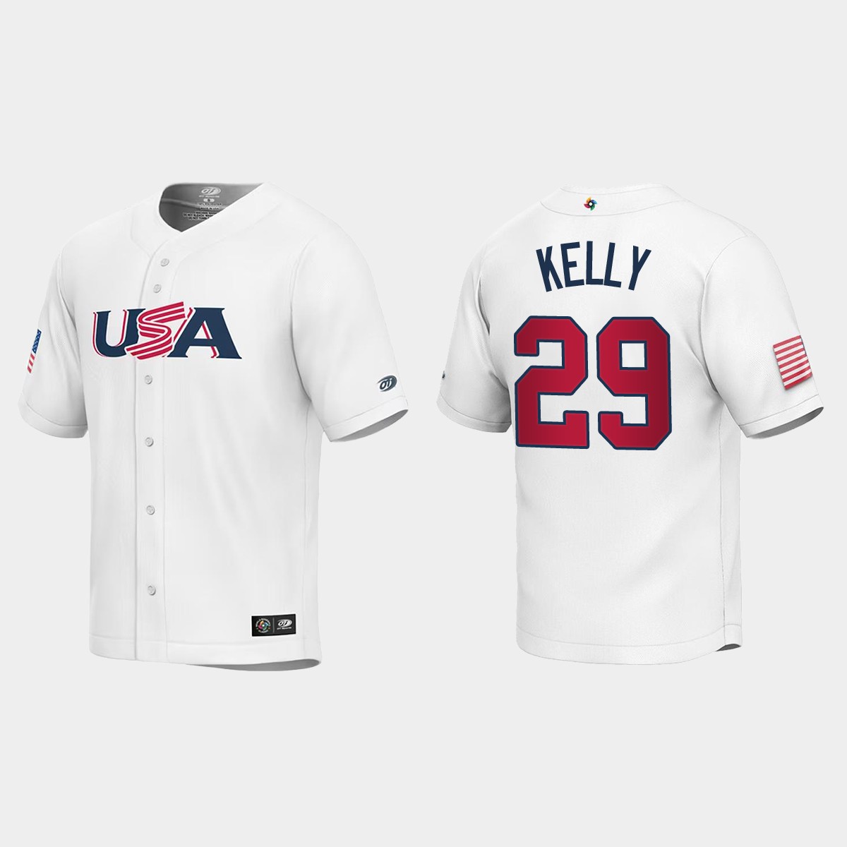Youth USA Merrill Kelly White 2023 World Classic Jersey