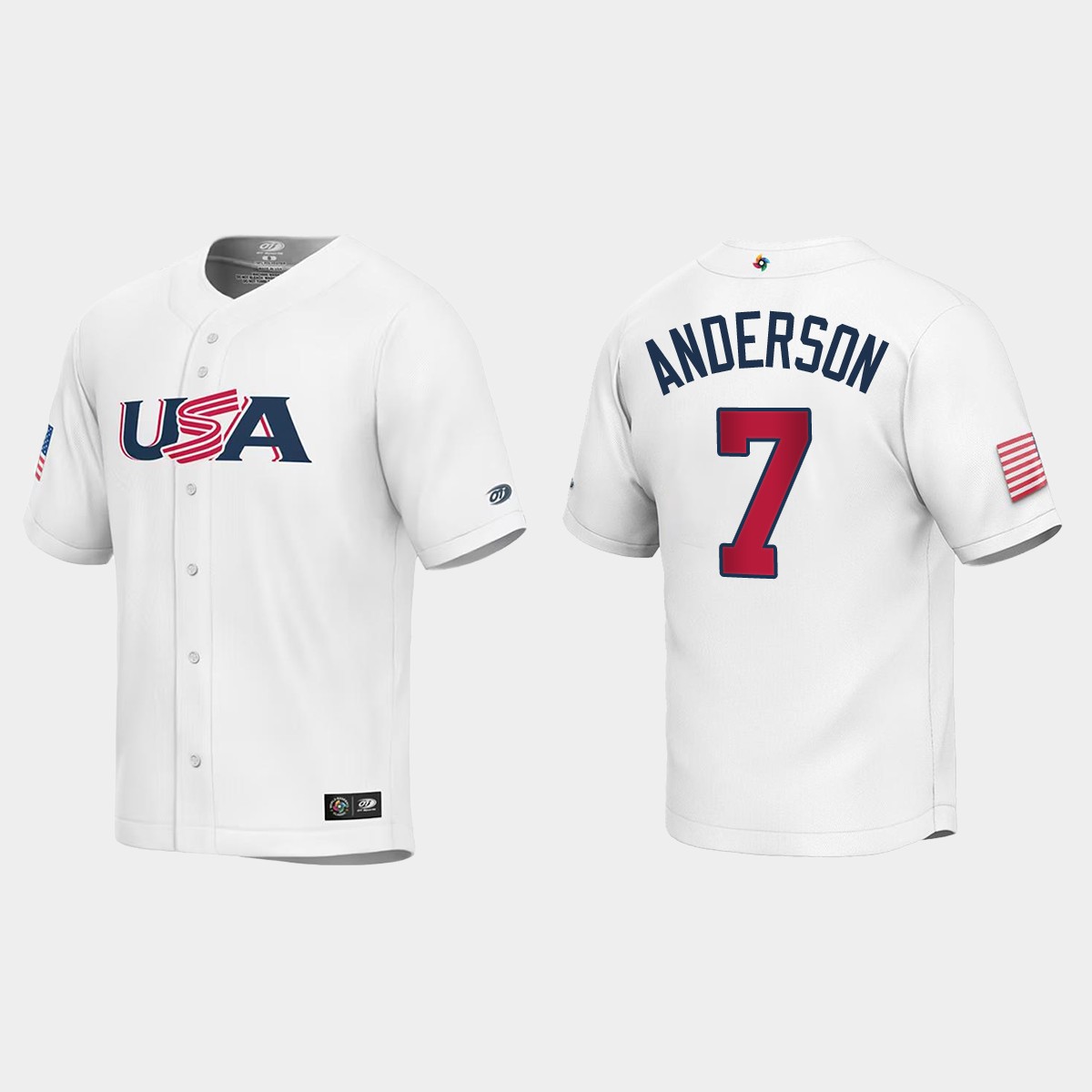 Youth USA Tim Anderson White 2023 World Classic Jersey