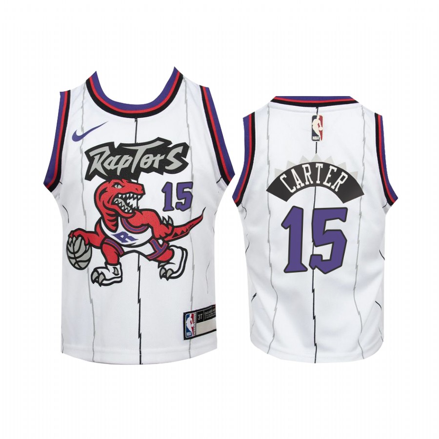 Youth Vince Carter Toronto Raptors Kids White Hardwood Classics Jersey