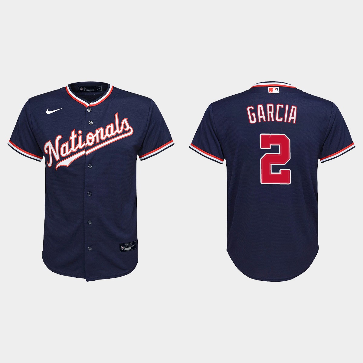 Youth Washington Nationals #2 Luis Garcia Navy Alternate Jersey