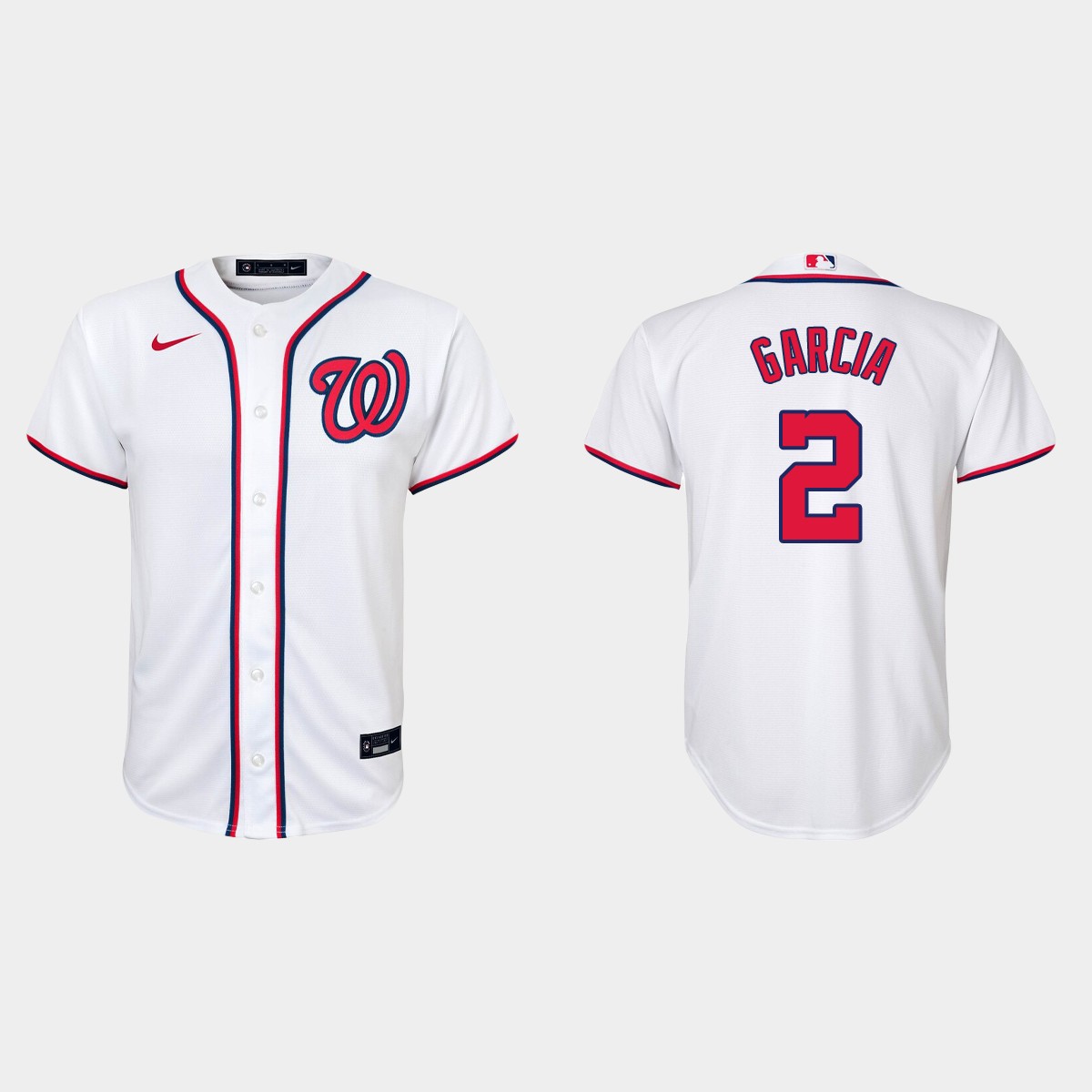 Youth Washington Nationals #2 Luis Garcia White Home Jersey