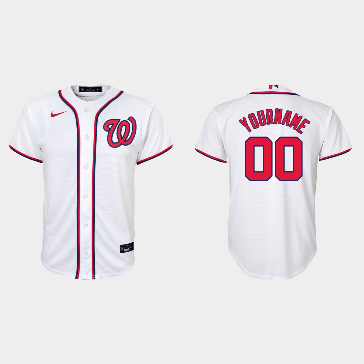 Youth Washington Nationals Custom White Home Jersey