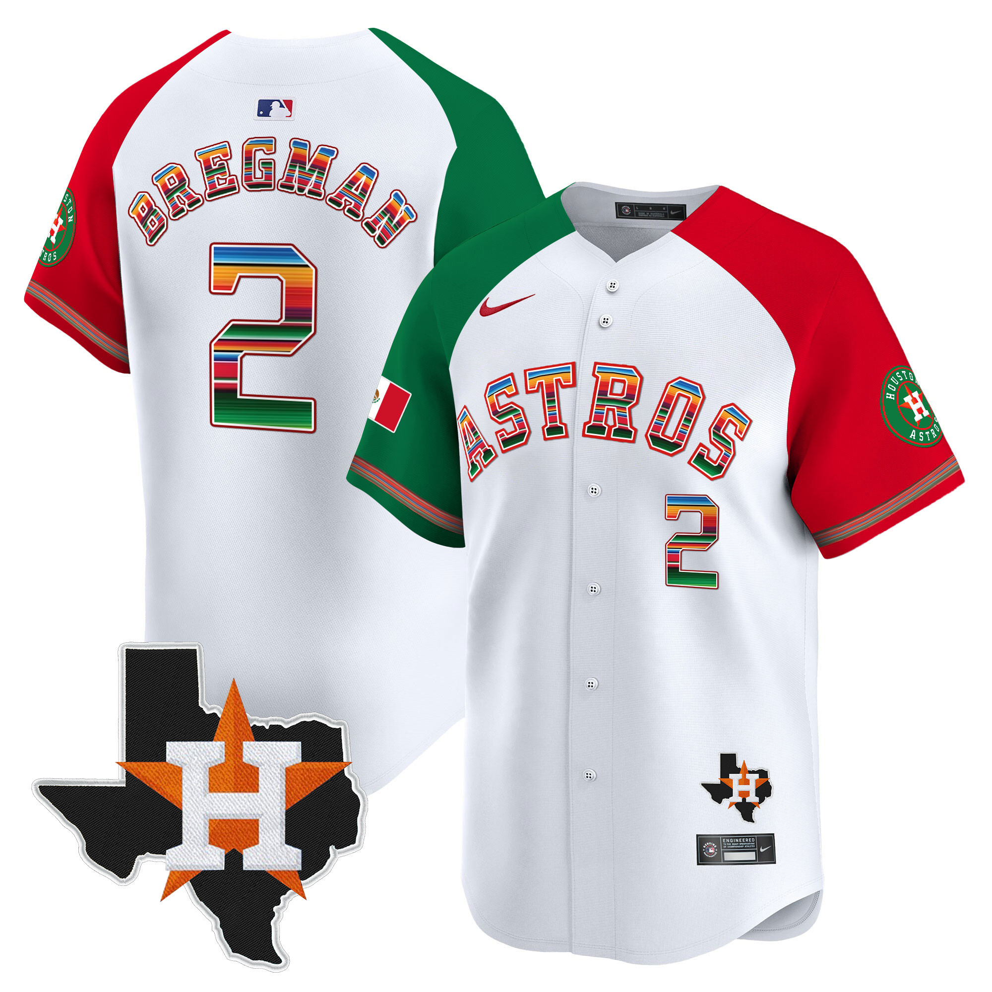 Youth's Alex Bregman Houston Astros Mexico Texas Patch Vapor Premier Limited Alternate Jersey - All Stitched