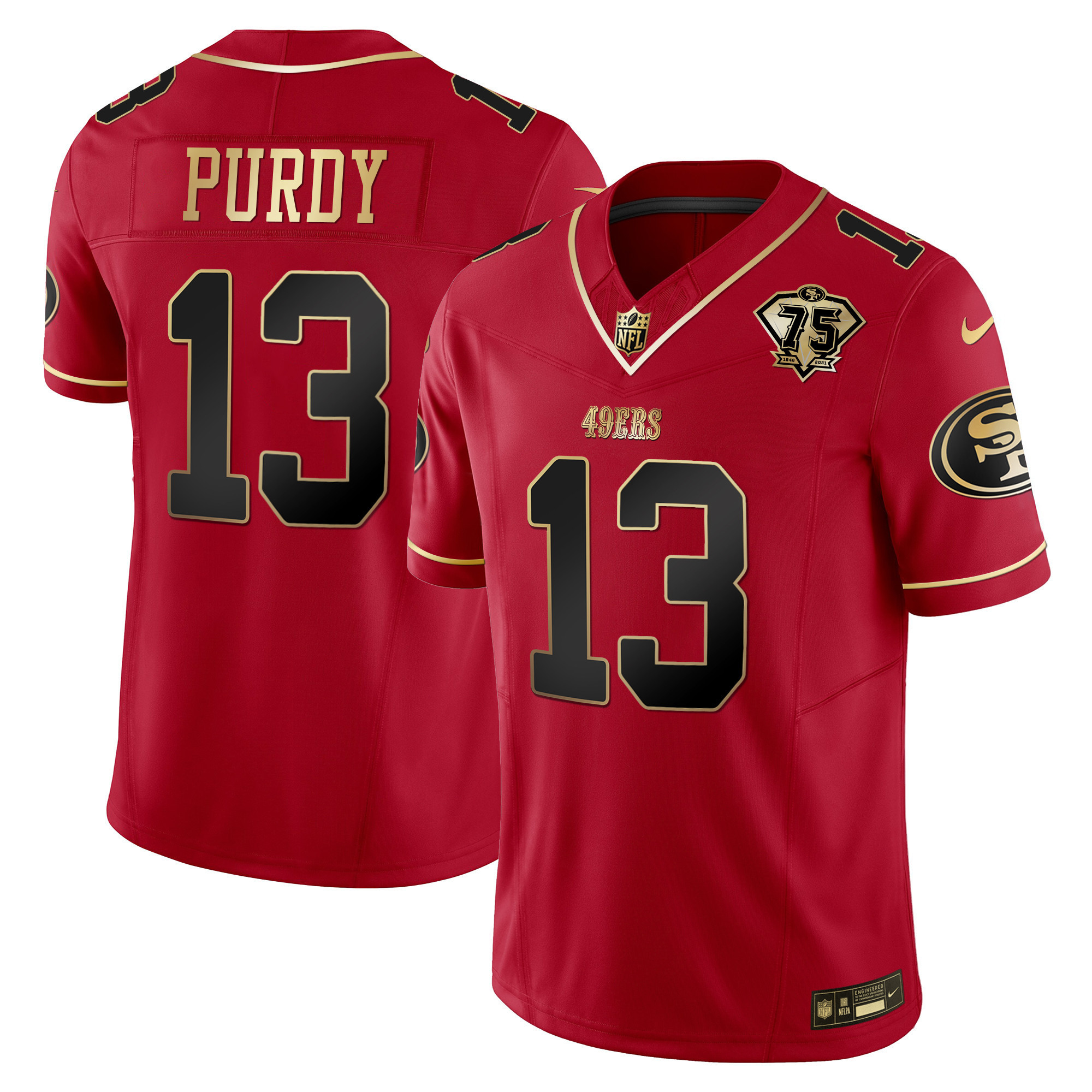 Youth's Brock Purdy San Francisco 49ers 2023 Vapor Gold Limited Scarlet Limited Jersey - All Stitched