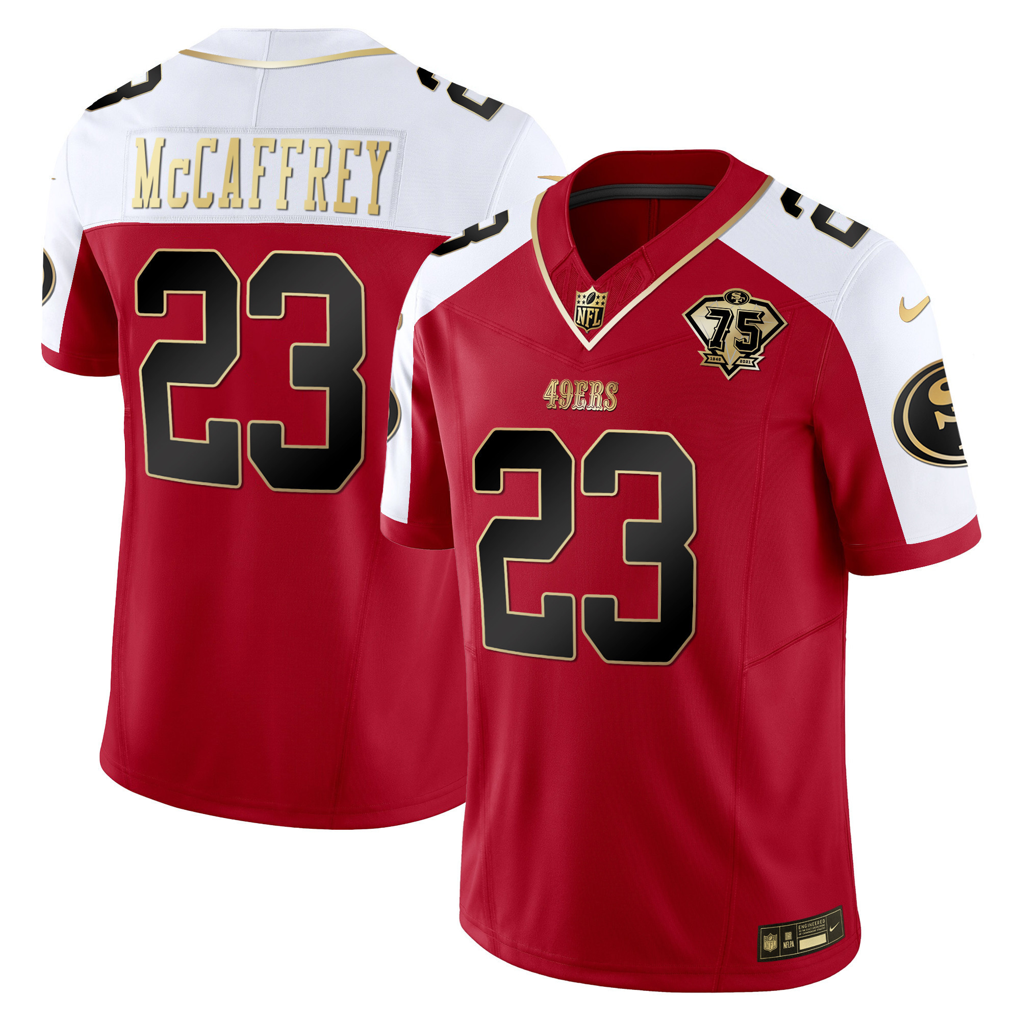 Youth's Christian McCaffrey San Francisco 49ers 2023 Vapor Gold Limited Alternate Jersey - All Stitched