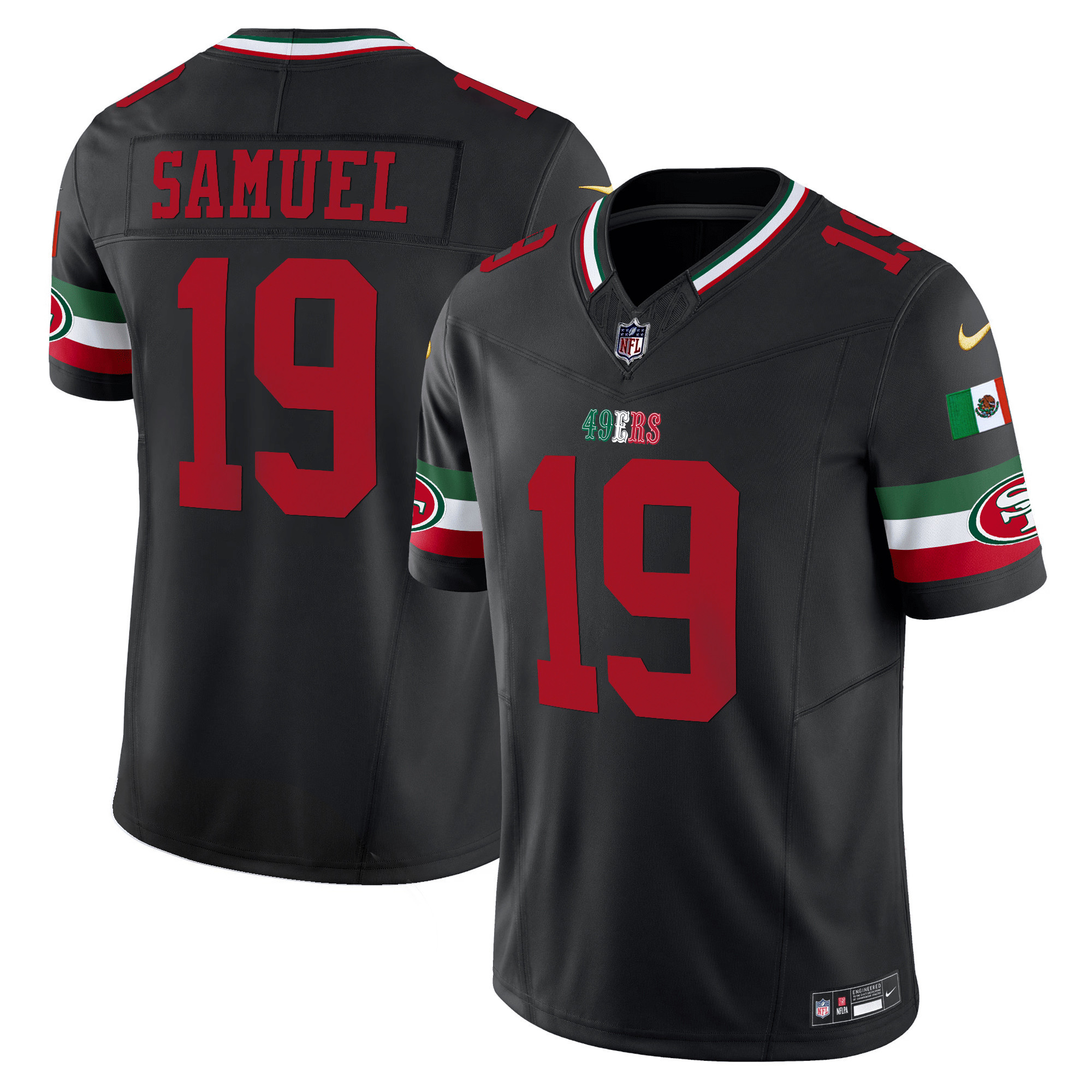Youth's Deebo Samuel San Francisco 49ers Mexico Vapor Black Jersey V2 - All Stitched