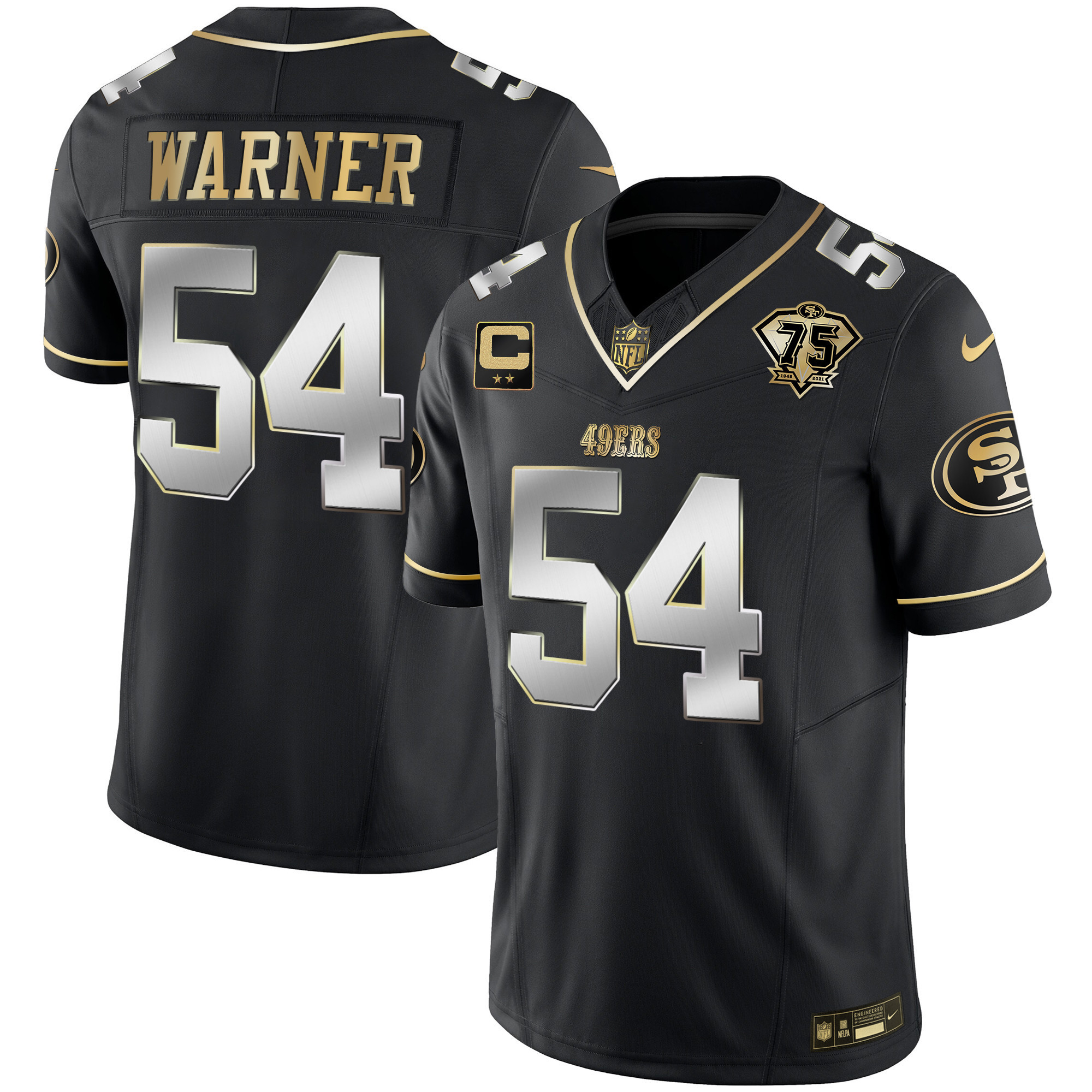 Youth's Fred Warner San Francisco 49ers 2023 Vapor Gold Limited Black Limited Jersey - All Stitched