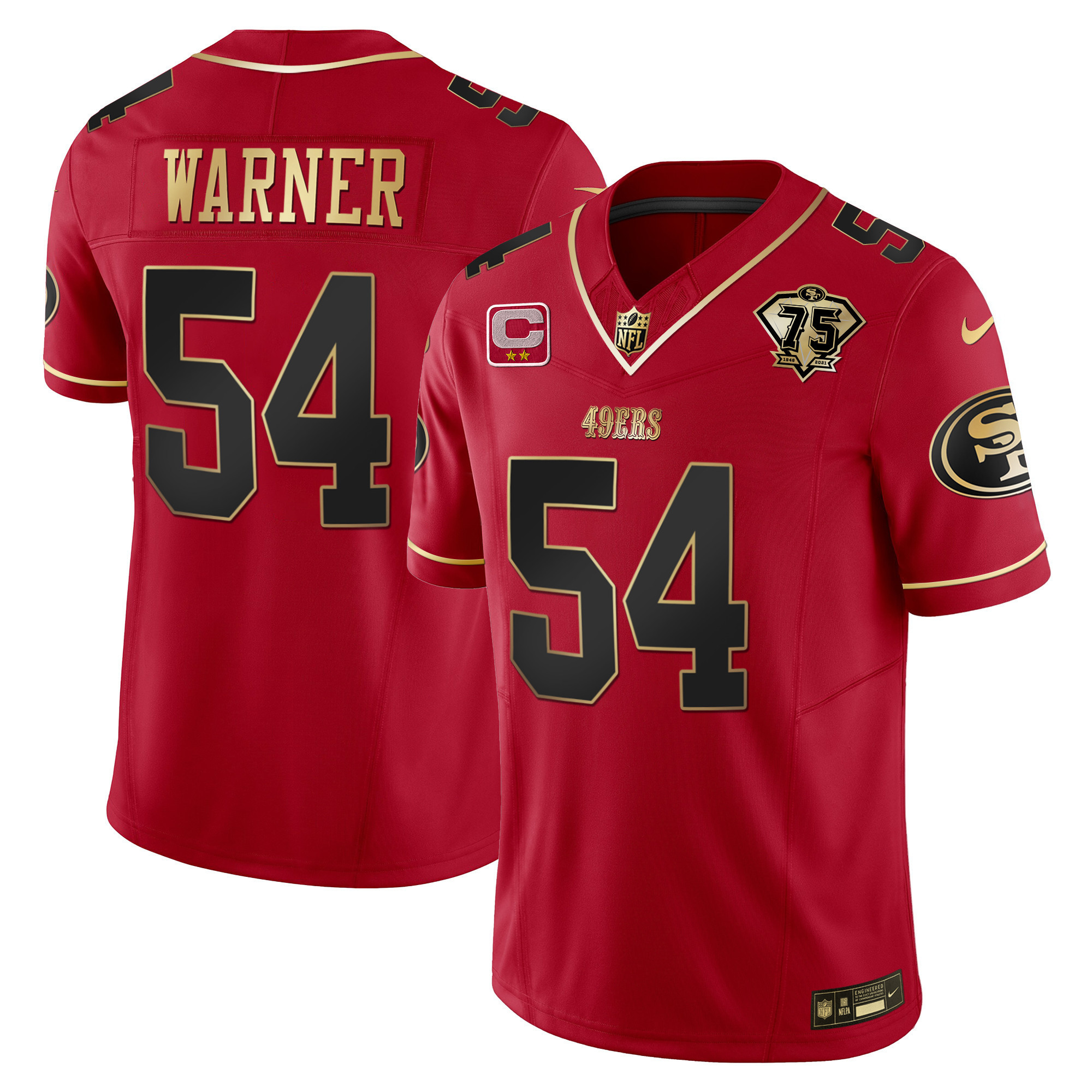 Youth's Fred Warner San Francisco 49ers 2023 Vapor Gold Limited Scarlet Limited Jersey - All Stitched