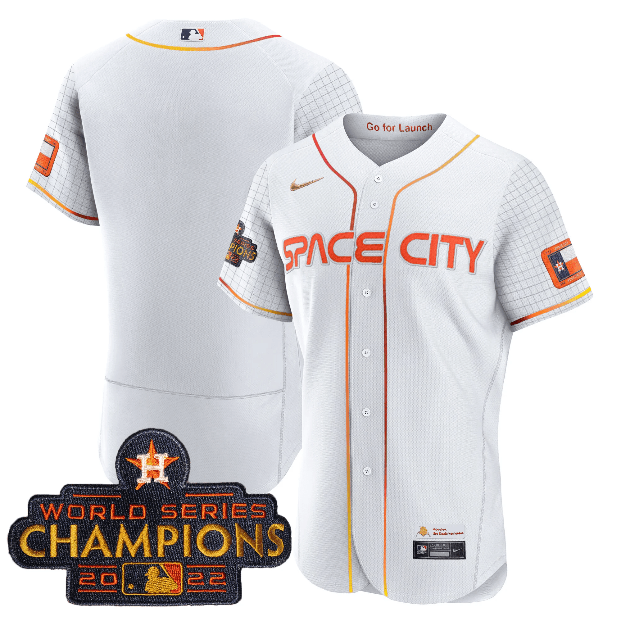 Youth's Houston Astros 2023 Space City Champions Flex White Jersey ñ All Stitched