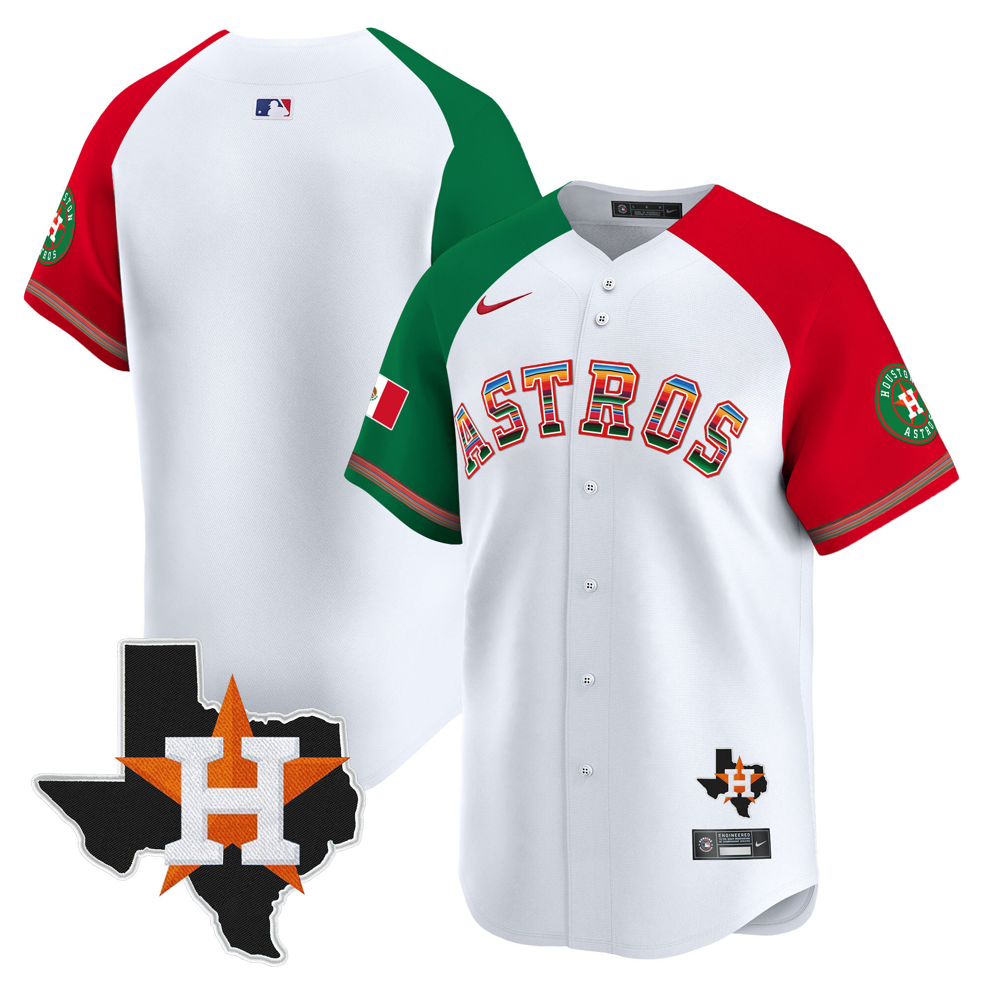 Youth's Houston Astros Mexico Texas Patch Vapor Premier Limited Alternate Jersey - All Stitched