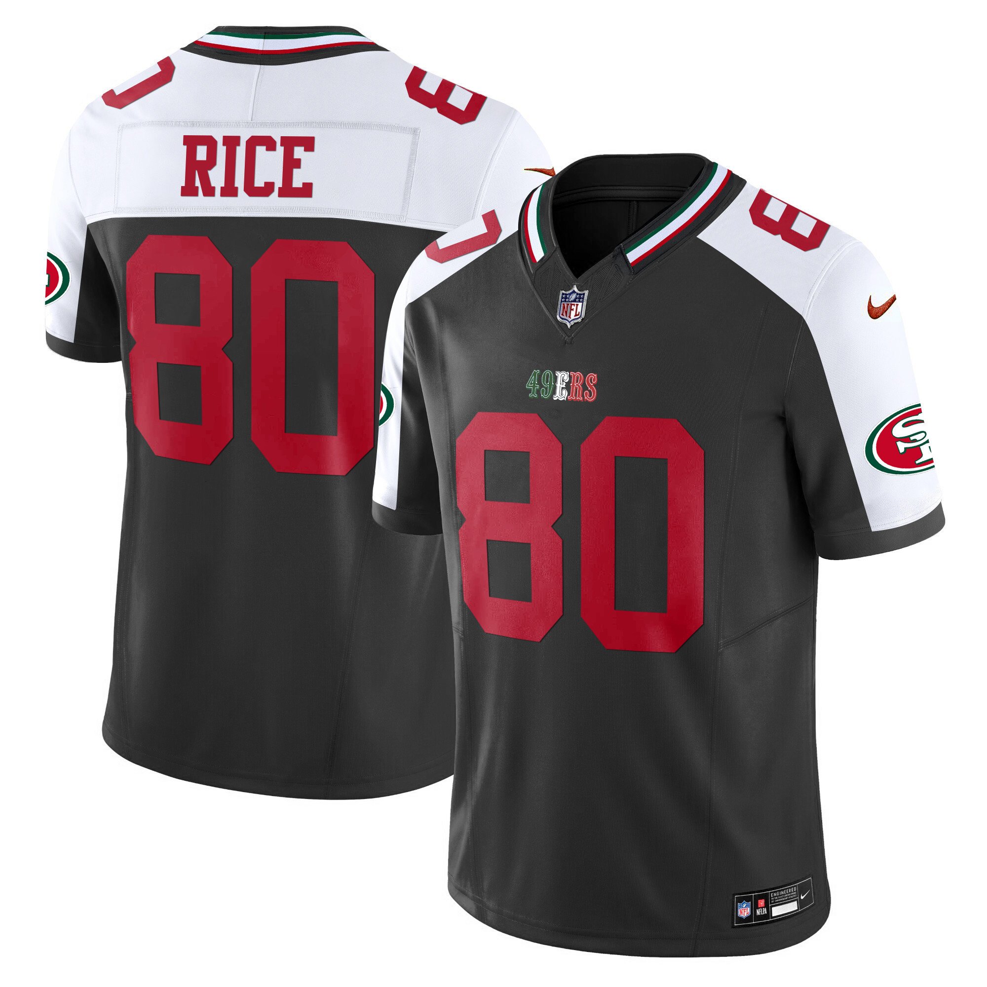 Youth's Jerry Rice San Francisco 49ers Mexico Vapor Black Alternate Jersey V2 - All Stitched