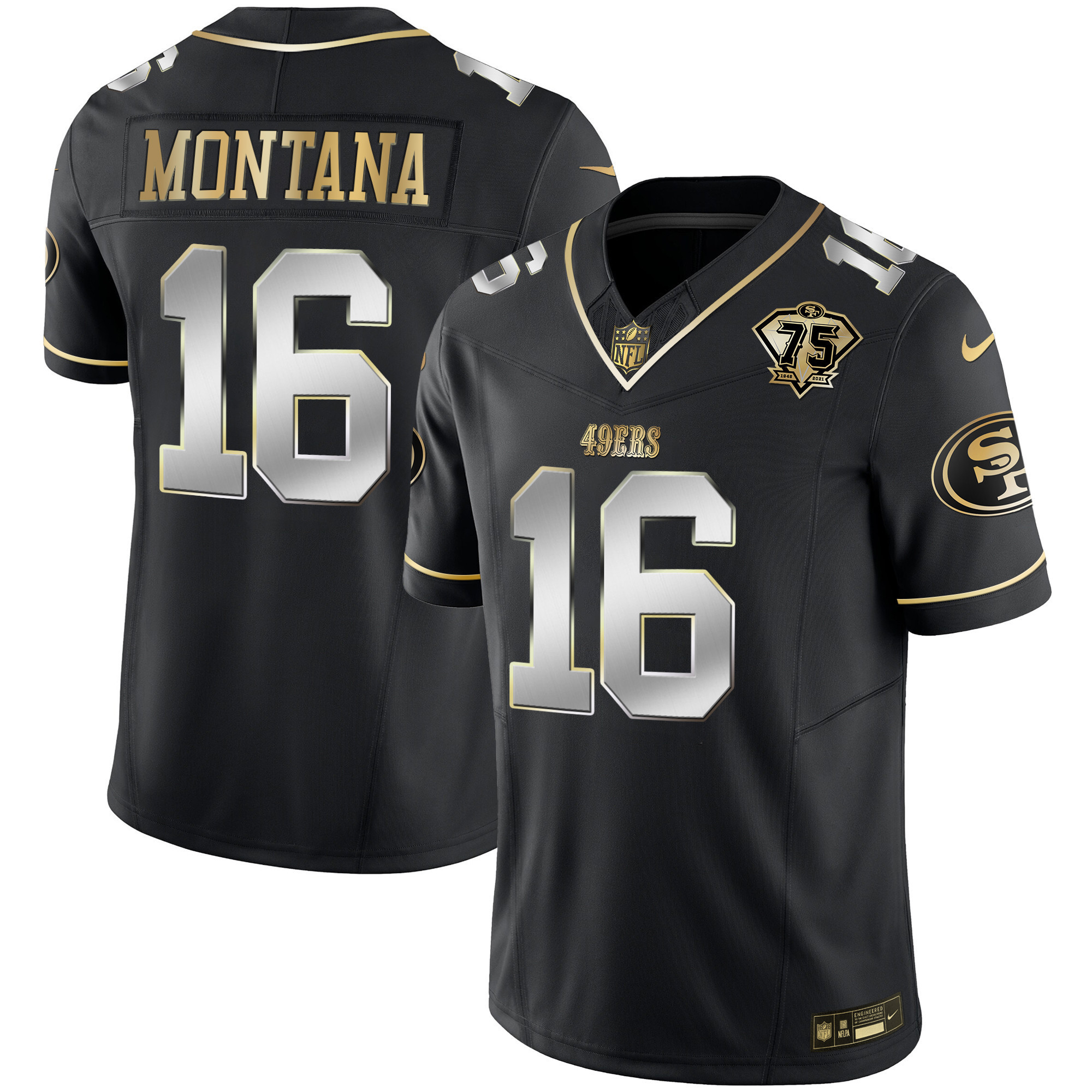 Youth's Joe Montana San Francisco 49ers 2023 Vapor Gold Limited Black Limited Jersey - All Stitched