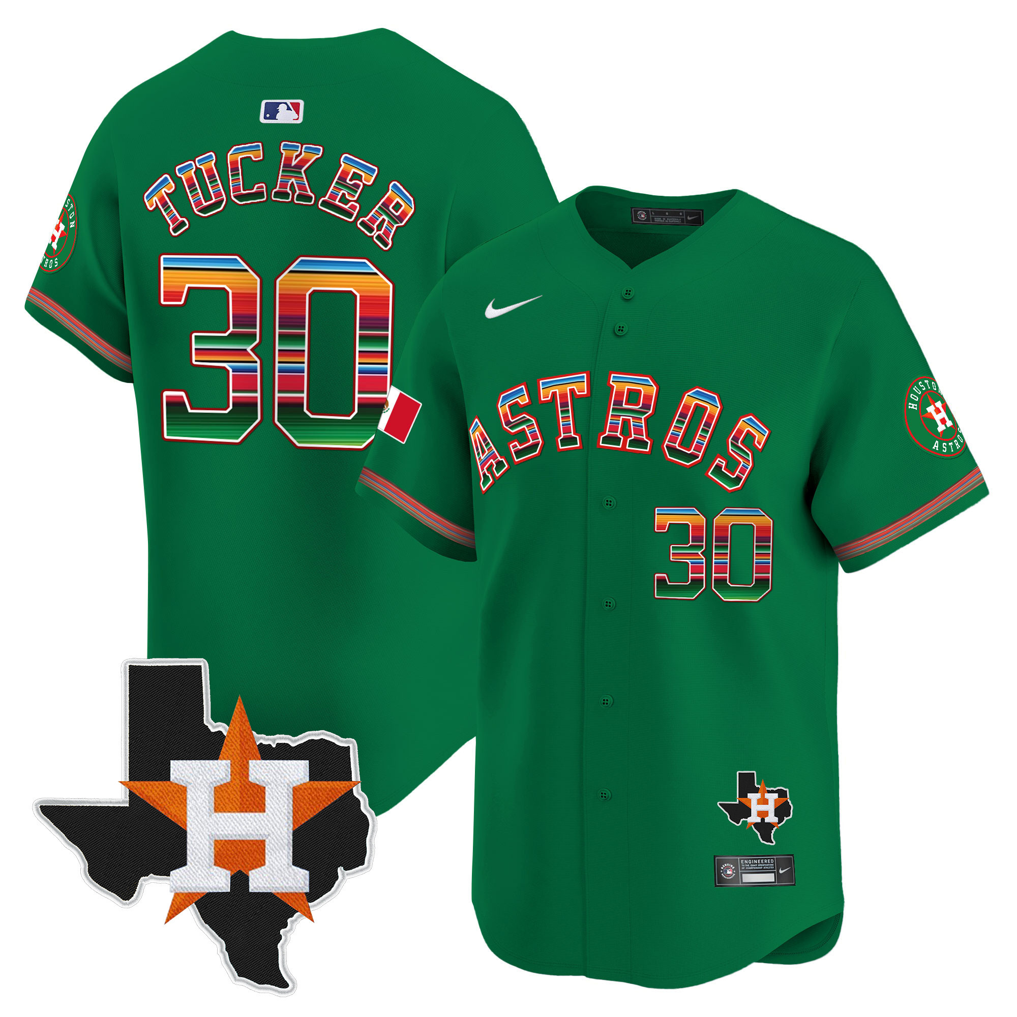 Youth's Kyle Tucker Houston Astros Mexico Texas Patch Vapor Premier Limited Green Jersey - All Stitched