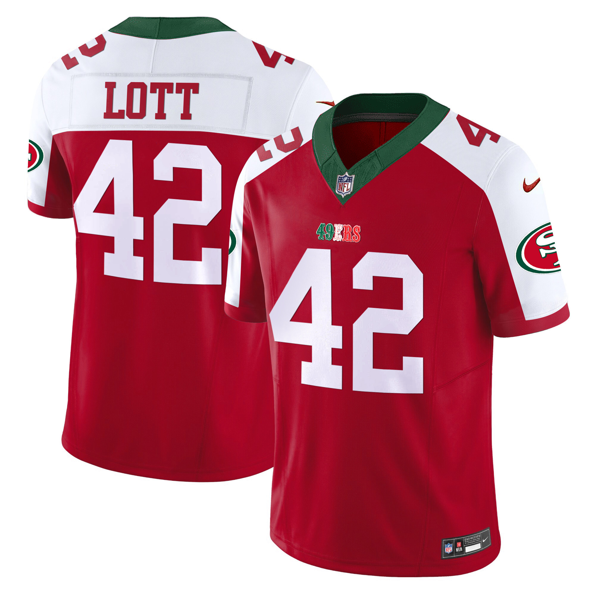 Youth's Ronnie Lott San Francisco 49ers Mexico Vapor Red Alternate Jersey V2 - All Stitched