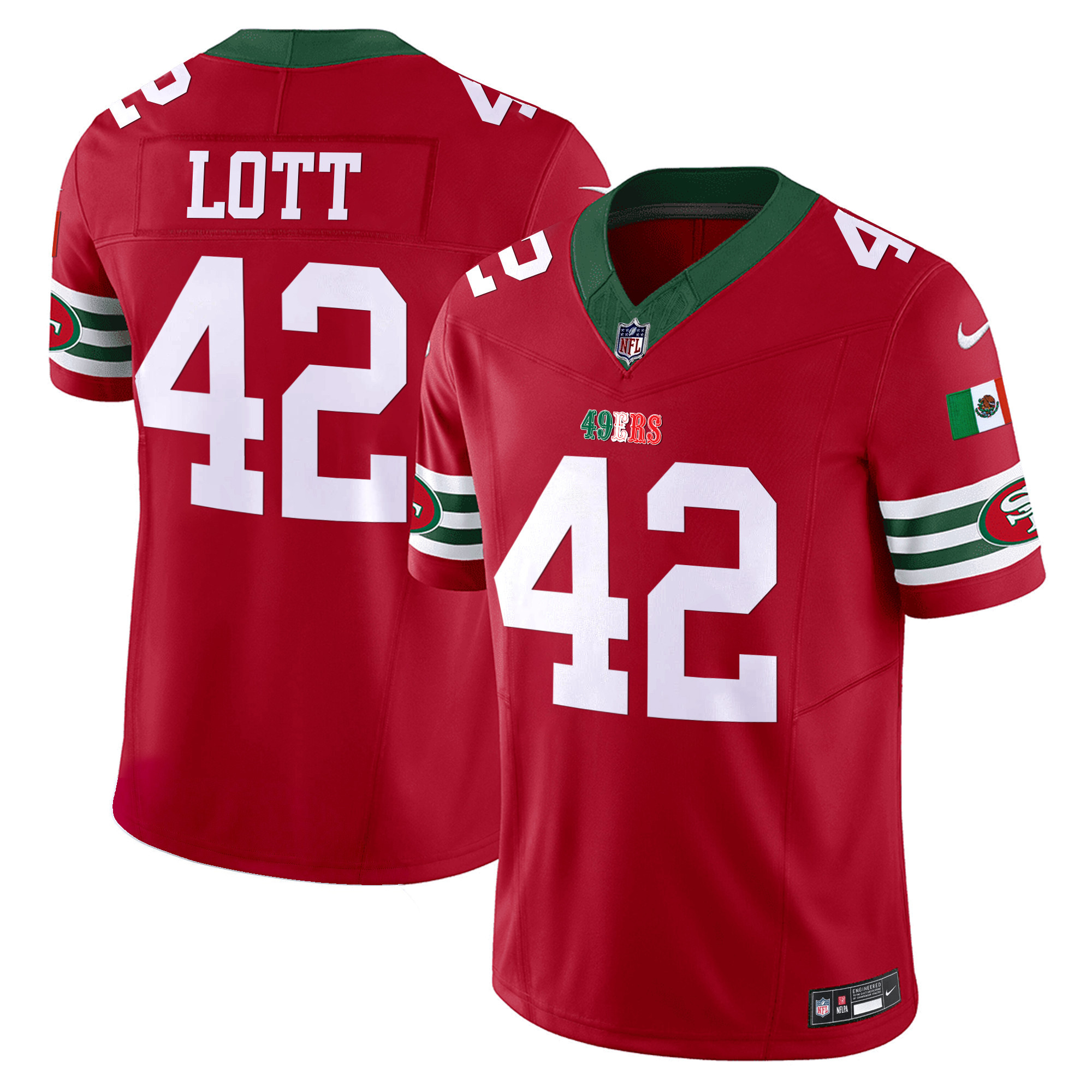 Youth's Ronnie Lott San Francisco 49ers Mexico Vapor Red Jersey V2 - All Stitched