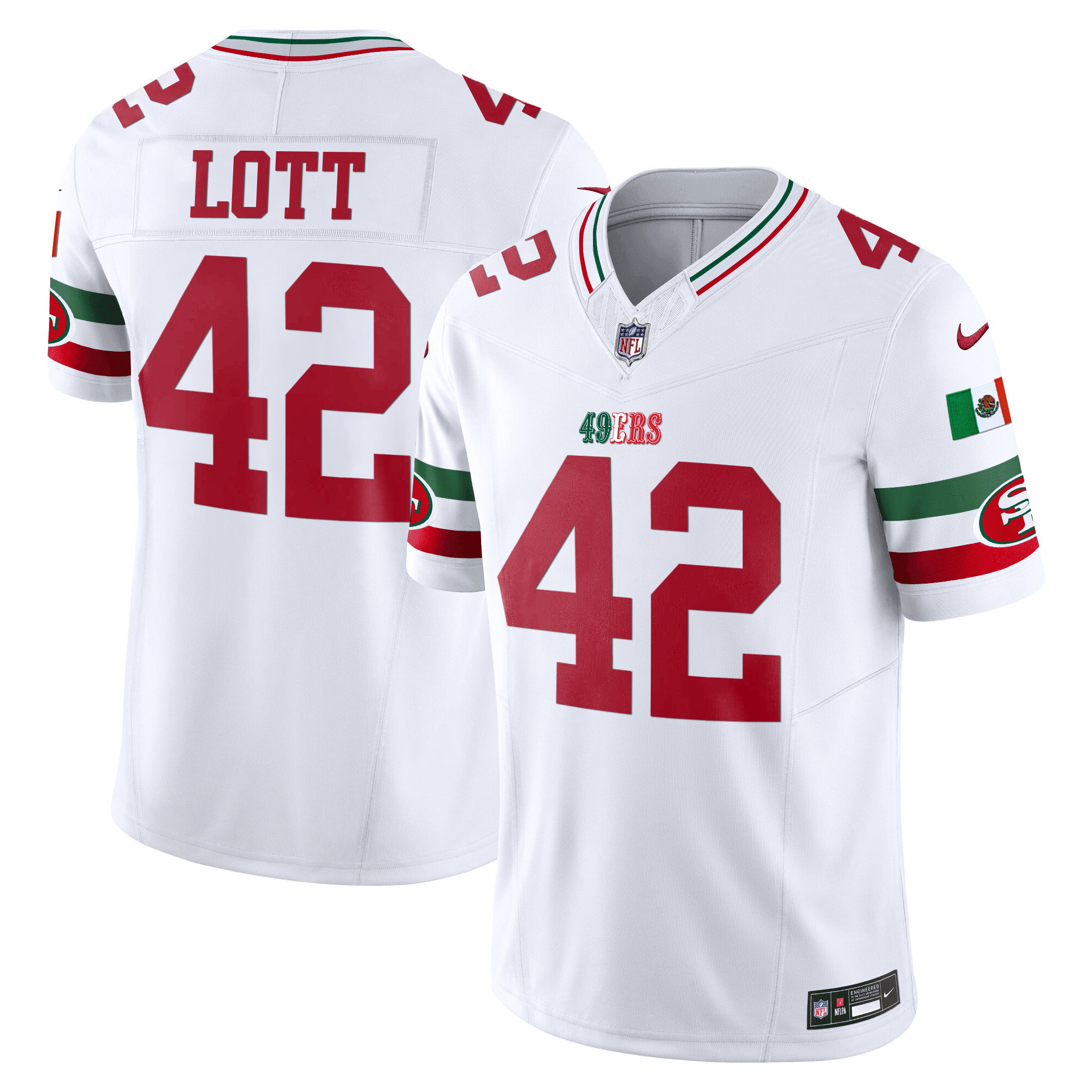 Youth's Ronnie Lott San Francisco 49ers Mexico Vapor White Jersey V2 - All Stitched