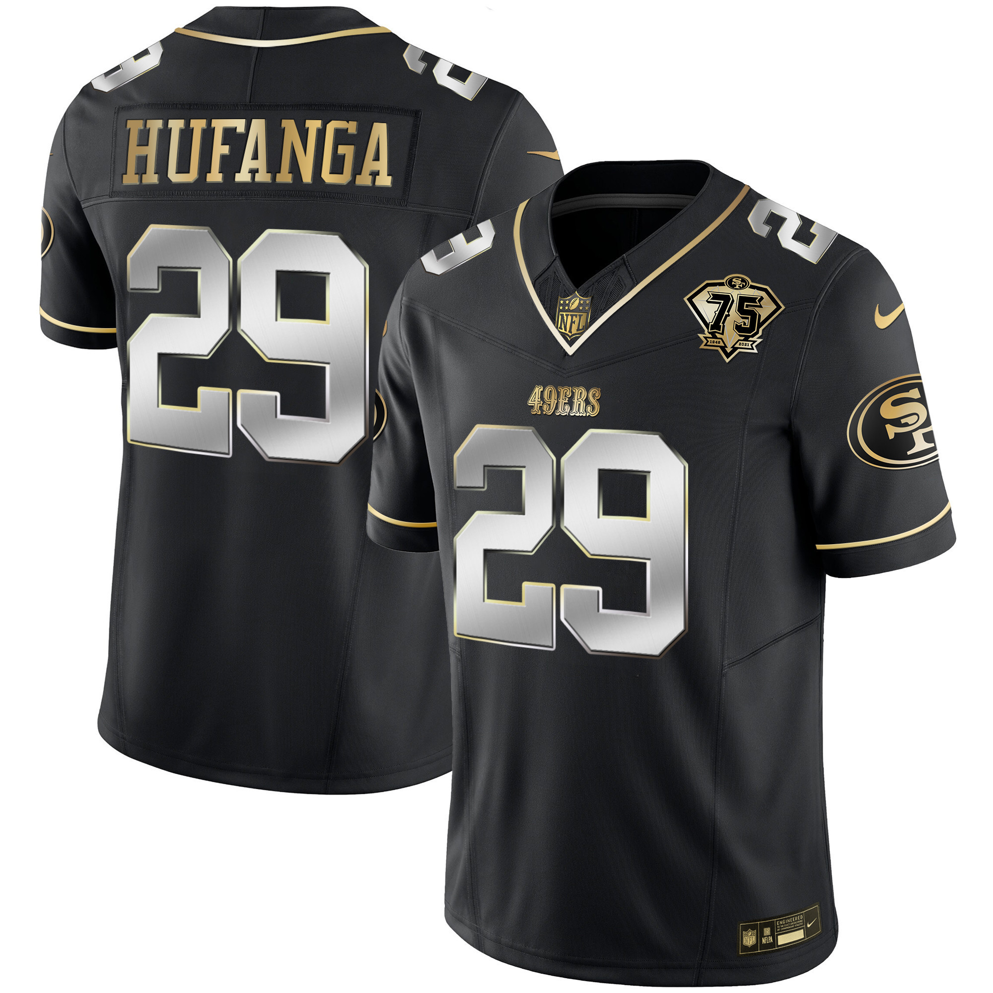 Youth's Talanoa Hufanga San Francisco 49ers 2023 Vapor Gold Limited Black Limited Jersey - All Stitched