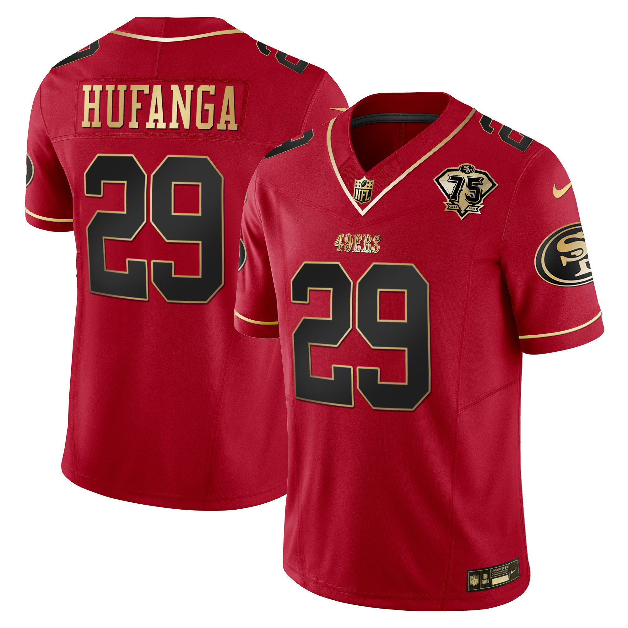 Youth's Talanoa Hufanga San Francisco 49ers 2023 Vapor Gold Limited Scarlet Limited Jersey - All Stitched
