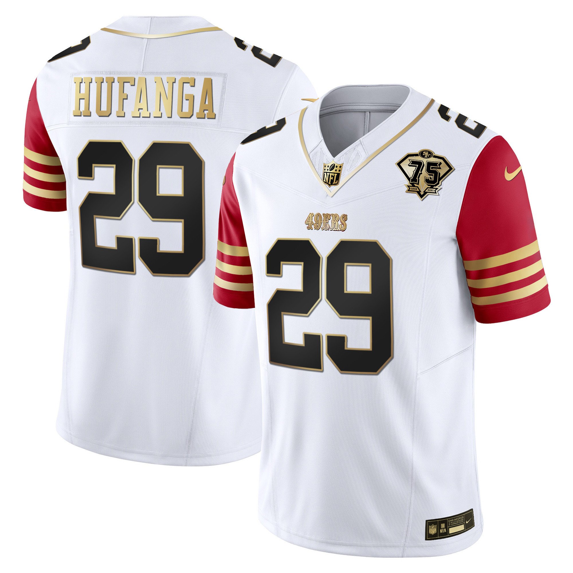 Youth's Talanoa Hufanga San Francisco 49ers 2023 Vapor Gold Limited Scarlet Sleeves Jersey - All Stitched