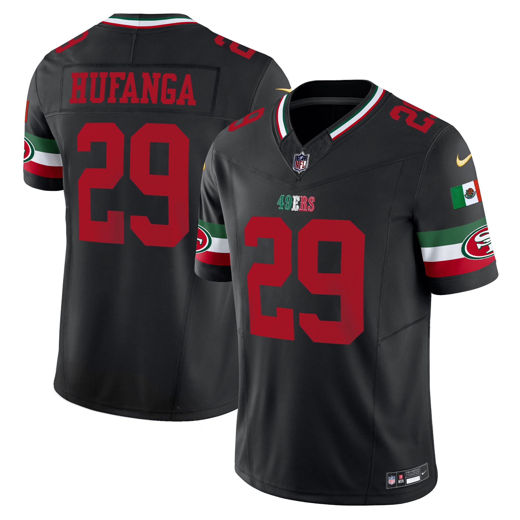 Youth's Talanoa Hufanga San Francisco 49ers Mexico Vapor Black Jersey V2 - All Stitched