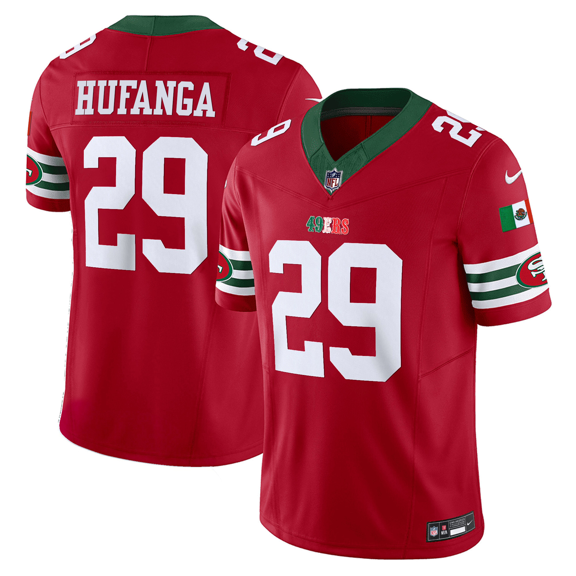 Youth's Talanoa Hufanga San Francisco 49ers Mexico Vapor Red Jersey V2 - All Stitched