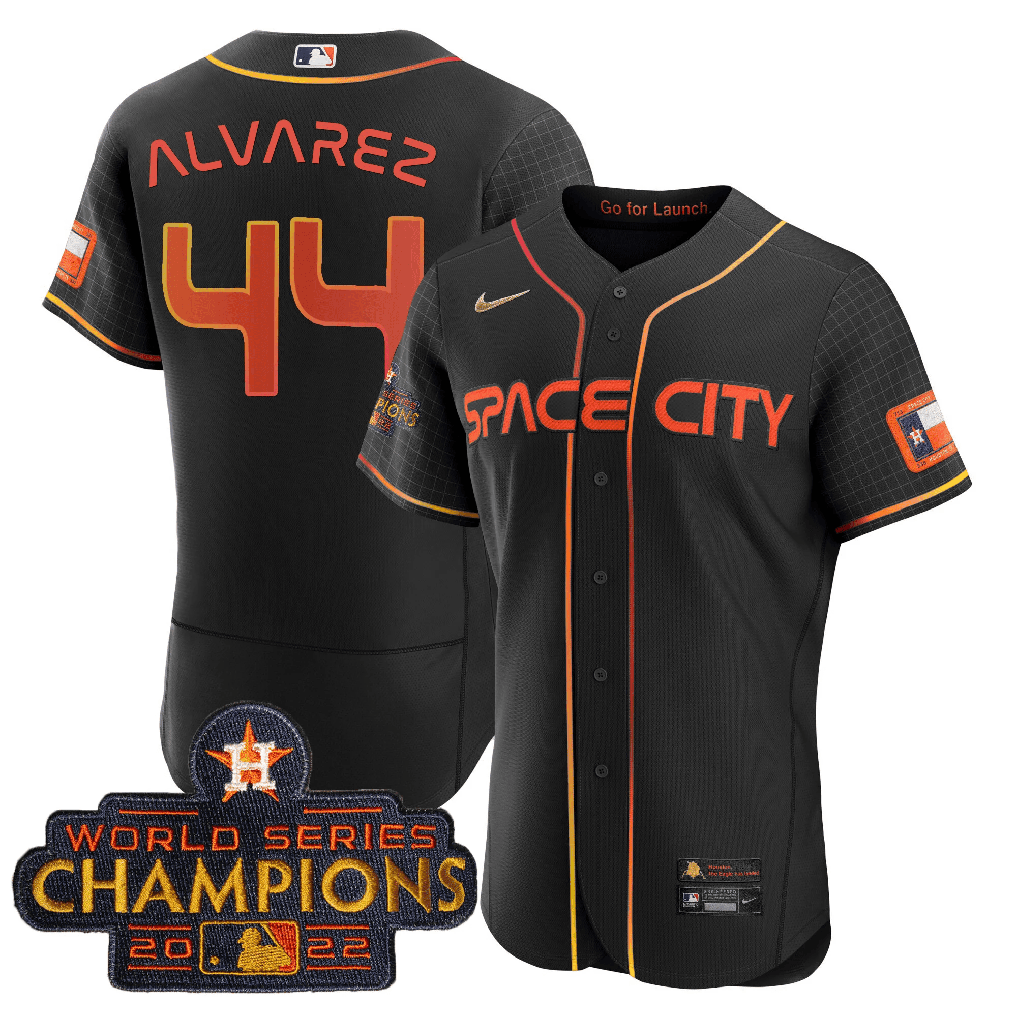 Youth's Yordan ¡lvarez Houston Astros 2023 Space City Champions Flex Black Jersey ñ All Stitched