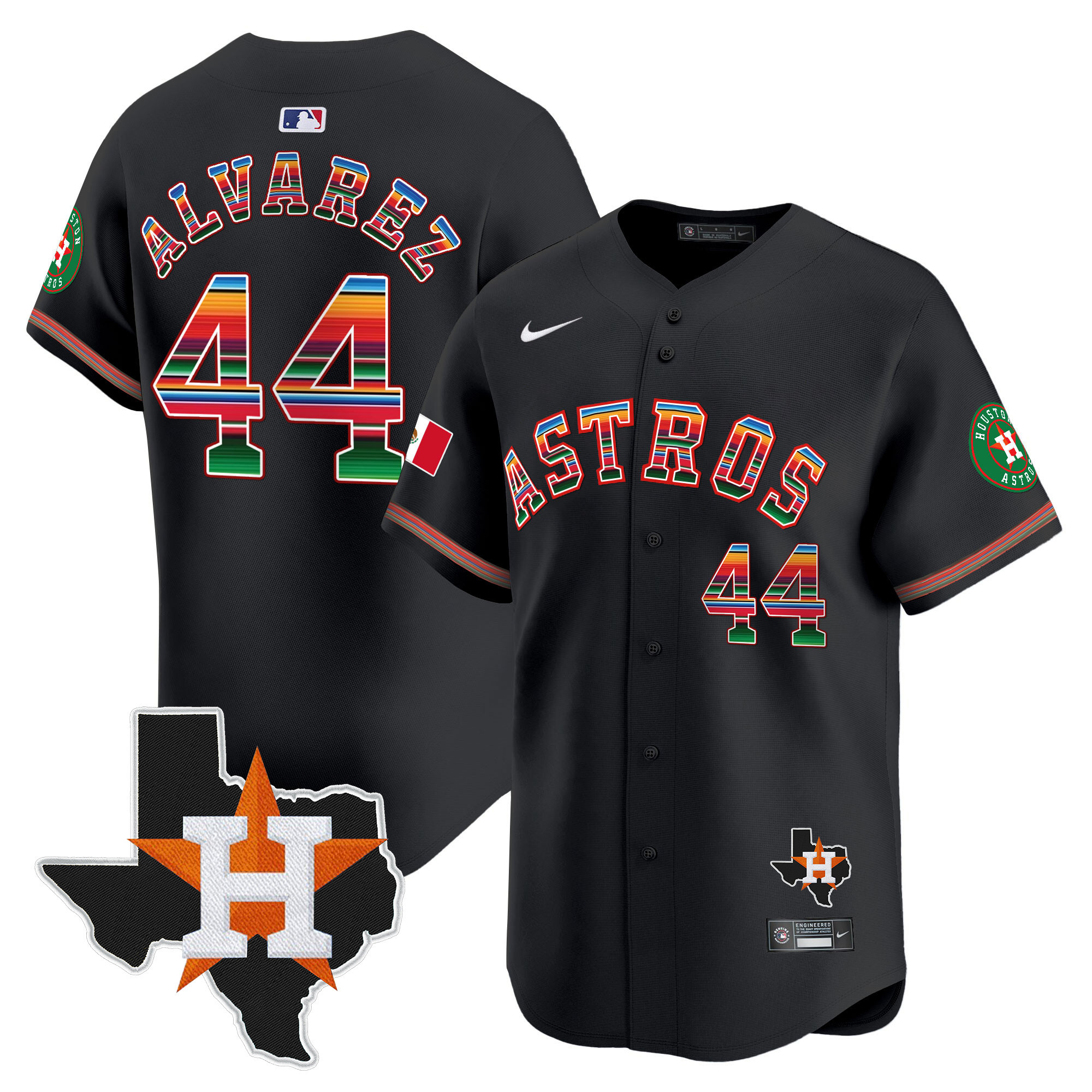 Youth's Yordan ¡lvarez Houston Astros Mexico Texas Patch Vapor Premier Limited Black Jersey - All Stitched