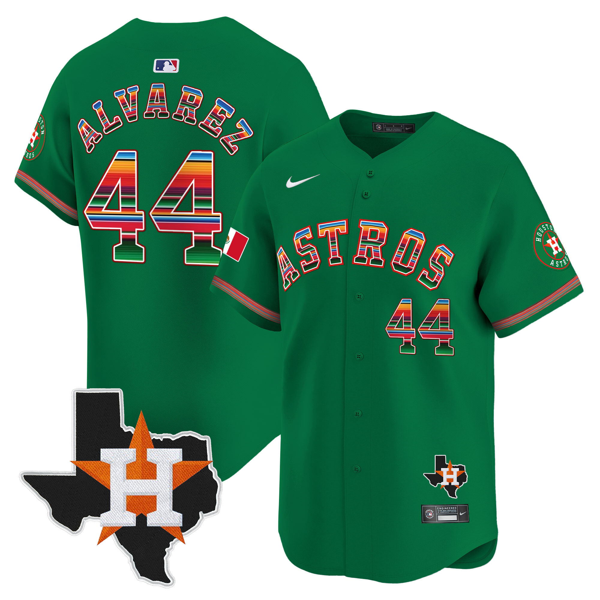Youth's Yordan ¡lvarez Houston Astros Mexico Texas Patch Vapor Premier Limited Green Jersey - All Stitched
