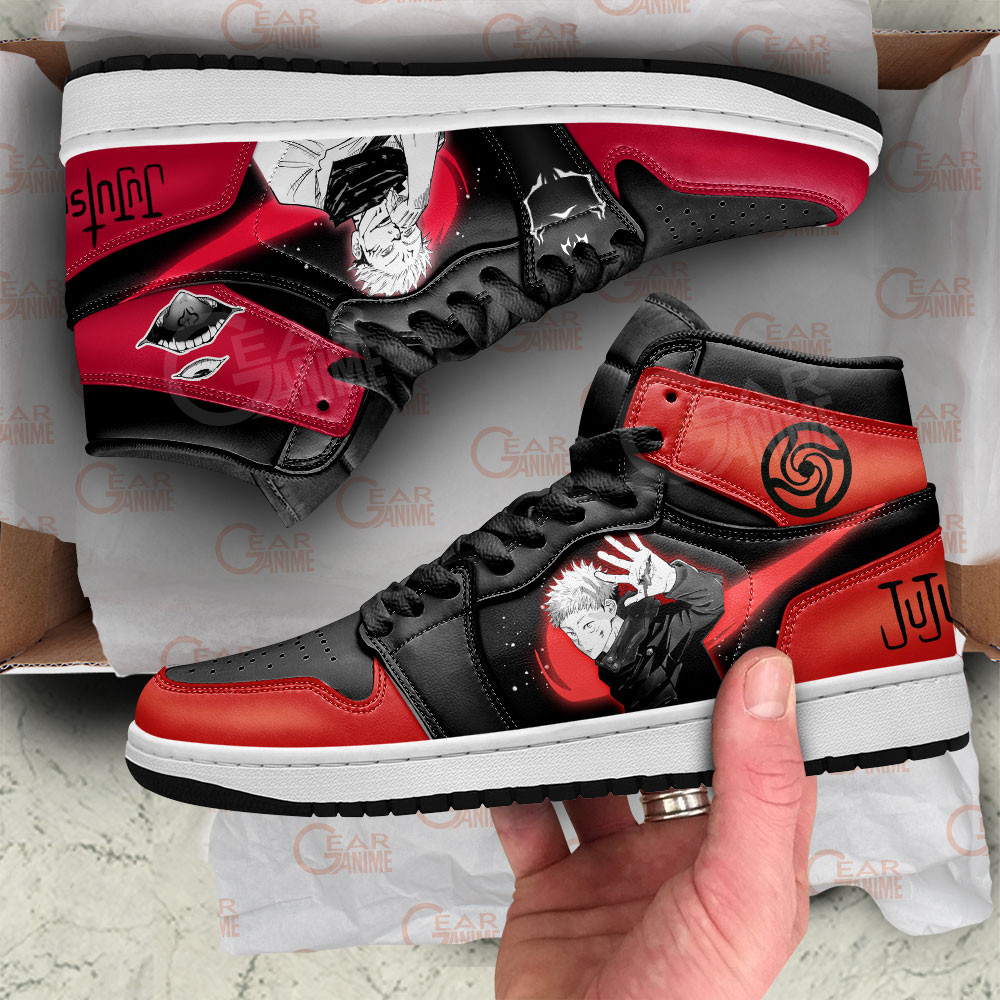 Yuji and Sukuna JD1s Sneakers Jujutsu Kaisen Anime Shoes, Air Jordan Hightop